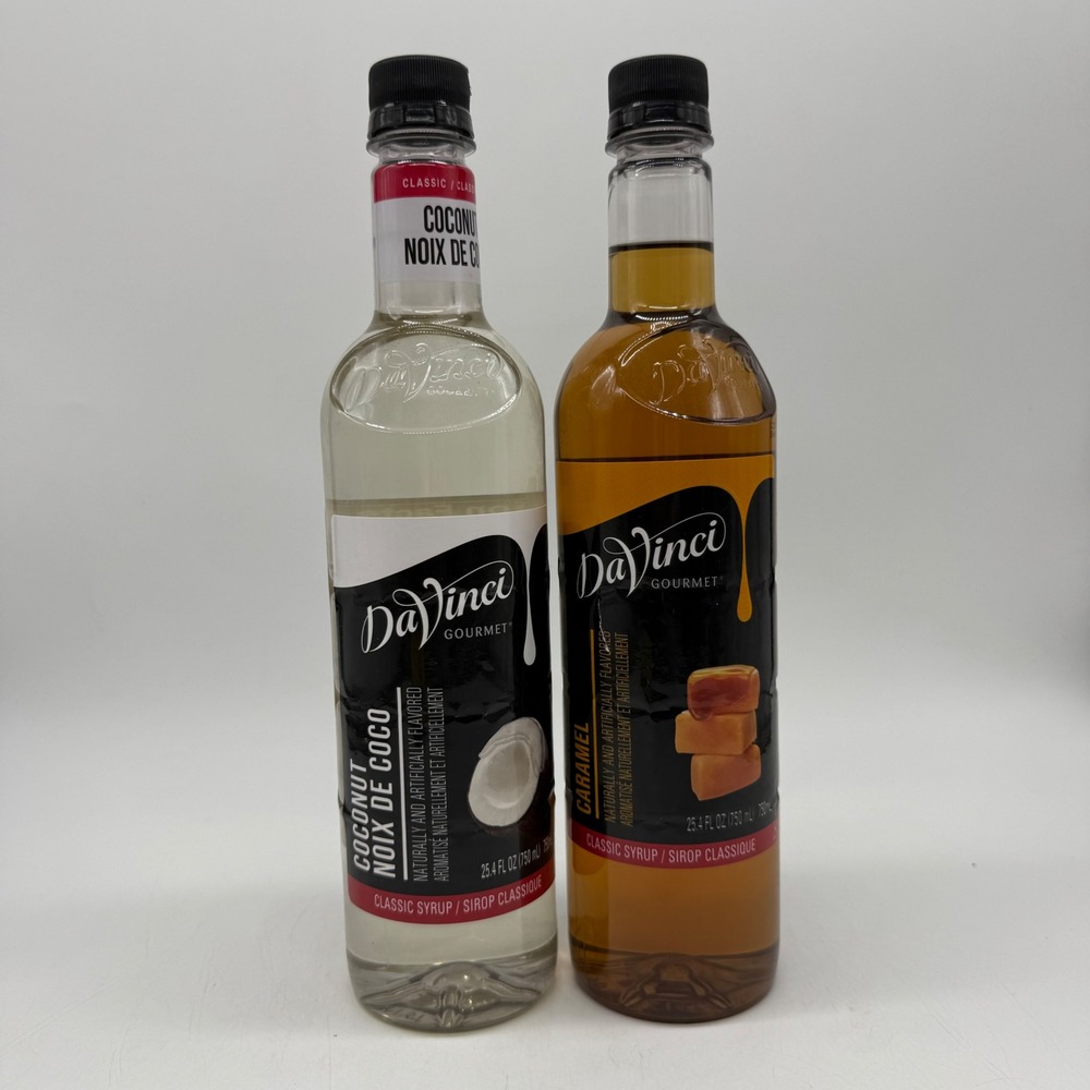 DaVinci Gourmet Classic Syrup 750ml Coconut and Caramel Flavor 2 Pack Set